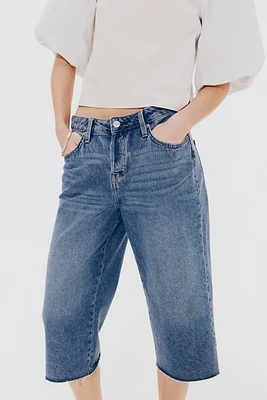Low Knee-Length Denim Shorts
