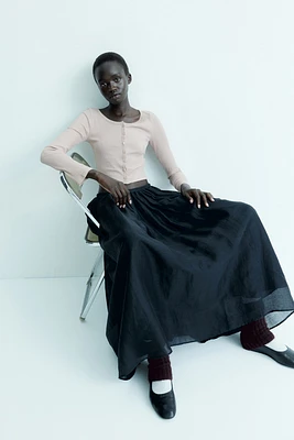 Ribbed Button-Front Top