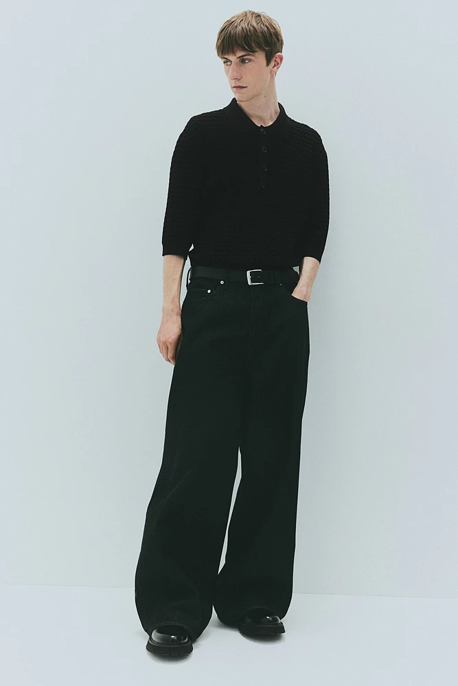 Regular-Fit Waffle-Knit Polo Shirt