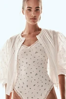 Lace-Trimmed Cotton Bodysuit