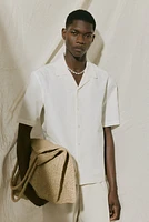 Chemise brodée classique avec col cubain