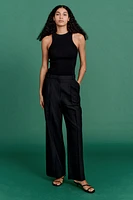 Wide-Leg Linen-Blend Pants