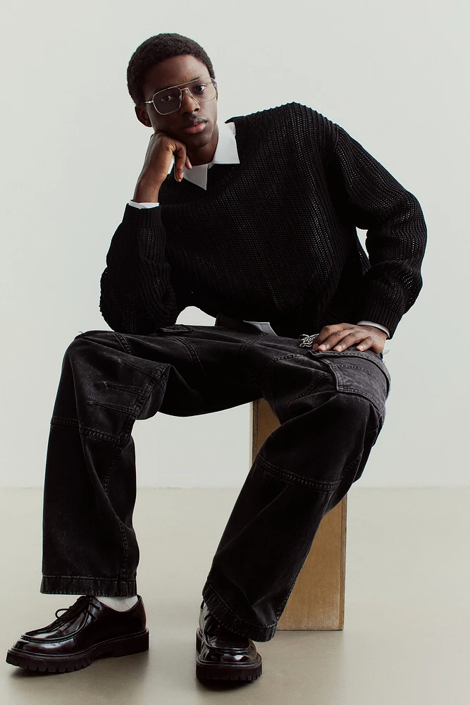 Loose-Fit Hole-Knit Sweater