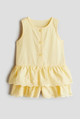 Flounced Cotton Romper Suit
