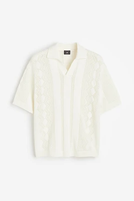 Loose Fit Pointelle-knit Polo Shirt
