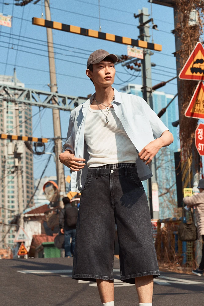 Super-Baggy Denim Shorts