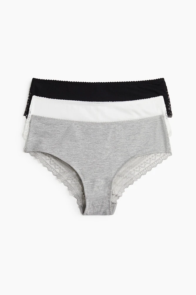 3-pack Cotton and Lace Hipster Briefs