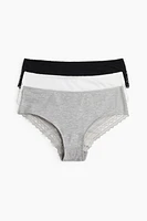 3-pack Cotton and Lace Hipster Briefs