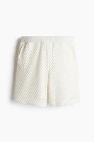 Relaxed-Fit Crochet-Look Shorts