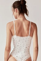 Lace-Trimmed Cotton Bodysuit