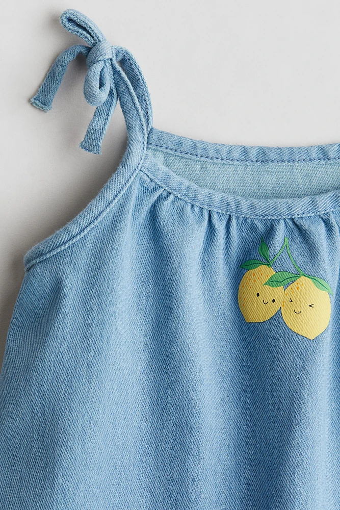 Print-Detail Denim Dress