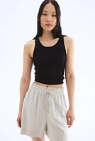 Linen-Blend Drawstring Shorts