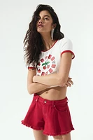 Frayed-Edge Denim Shorts