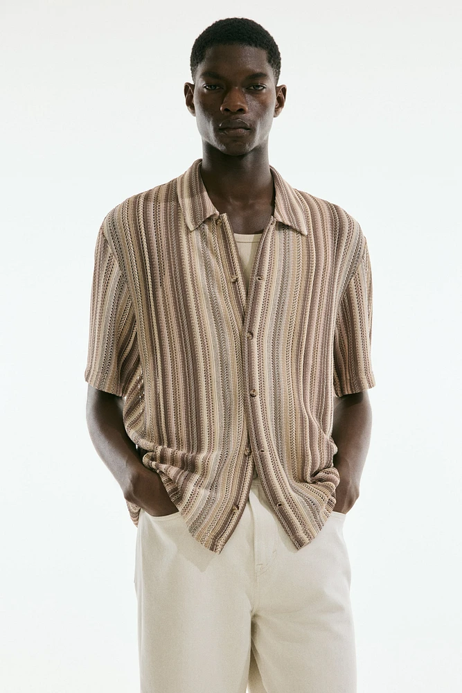 Regular Fit Crochet-Look Shirt