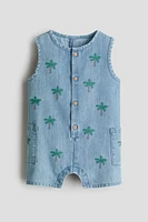 Embroidered-Detail Romper Suit