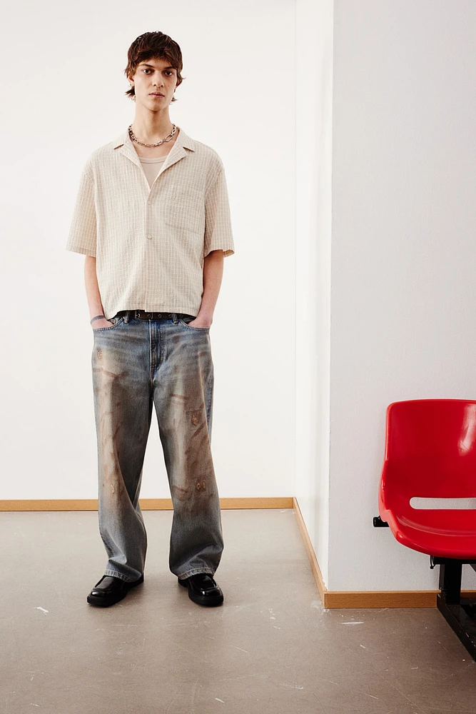 Chemise ample en seersucker avec col cubain