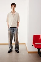 Chemise ample en seersucker avec col cubain