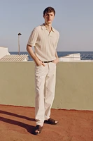 Regular Fit Linen-Blend Polo Shirt