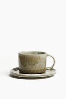 Reactive-Glaze Mug and Saucer