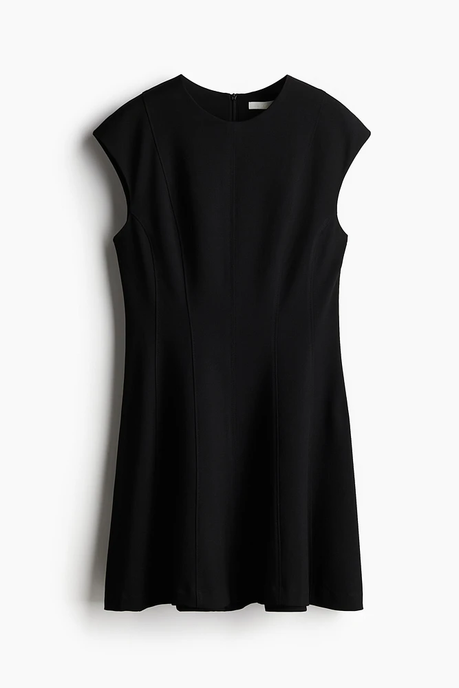 Flared-Skirt Twill Dress