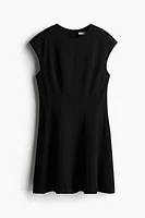 Flared-Skirt Twill Dress