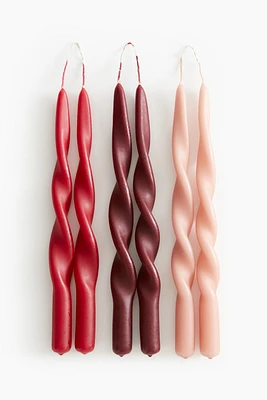 Lot de 6 bougies effilées en spirale