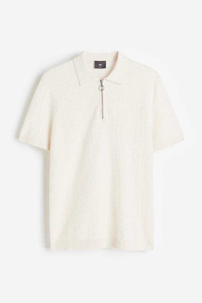 Slim Fit Textured-knit Polo Shirt
