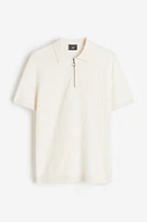 Slim Fit Textured-knit Polo Shirt