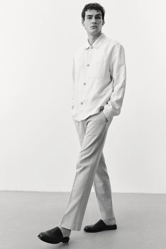 Pantalon de costume classique en lin mélangé