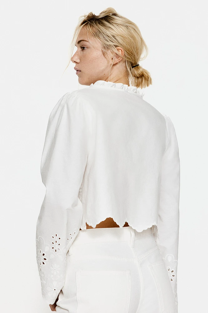Cotton Blouse with Eyelet Embroidery