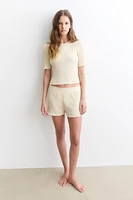 Linen-Blend Rib-Knit Shorts
