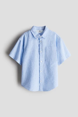 Short-Sleeved Linen-Blend Shirt