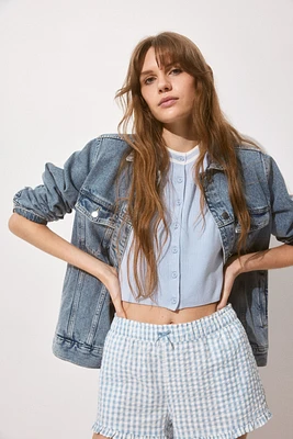 Short en crépon de coton à taille élastique