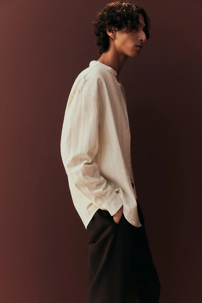Chemise coupe classique en lin mélangé