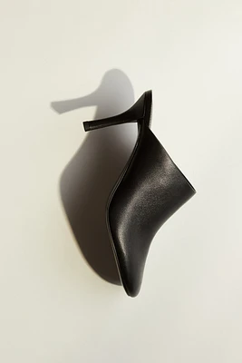 Heeled Leather Mules