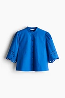 Puff-Sleeved Cotton Blouse
