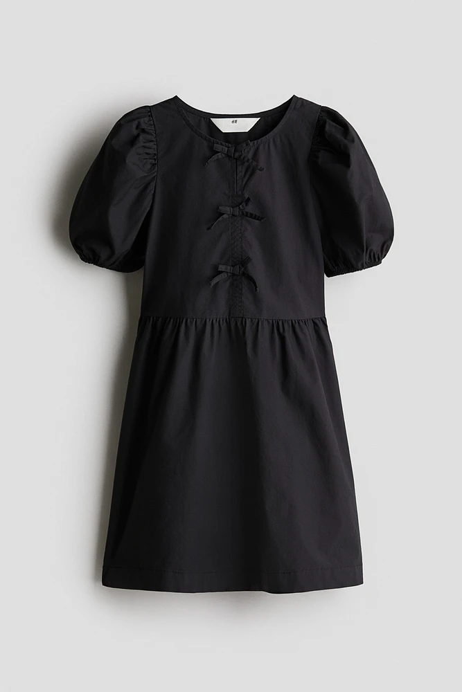 Puff-Sleeved Cotton Dress