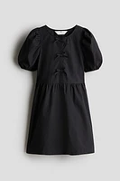 Puff-Sleeved Cotton Dress