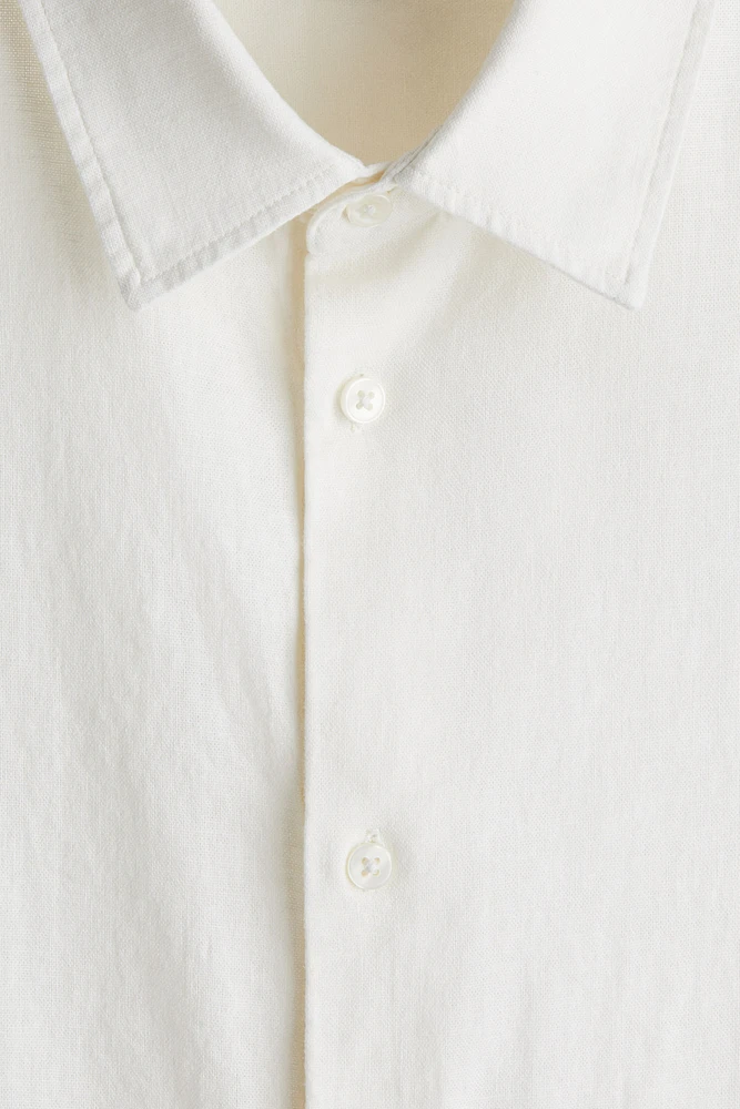 Loose-Fit Short-Sleeved Linen-Blend Shirt
