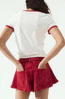 Frayed-Edge Denim Shorts