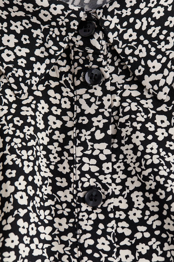 Balloon-sleeved Shirt Dress