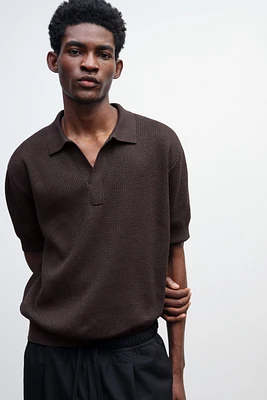 Regular-Fit Cable-Knit Polo Shirt