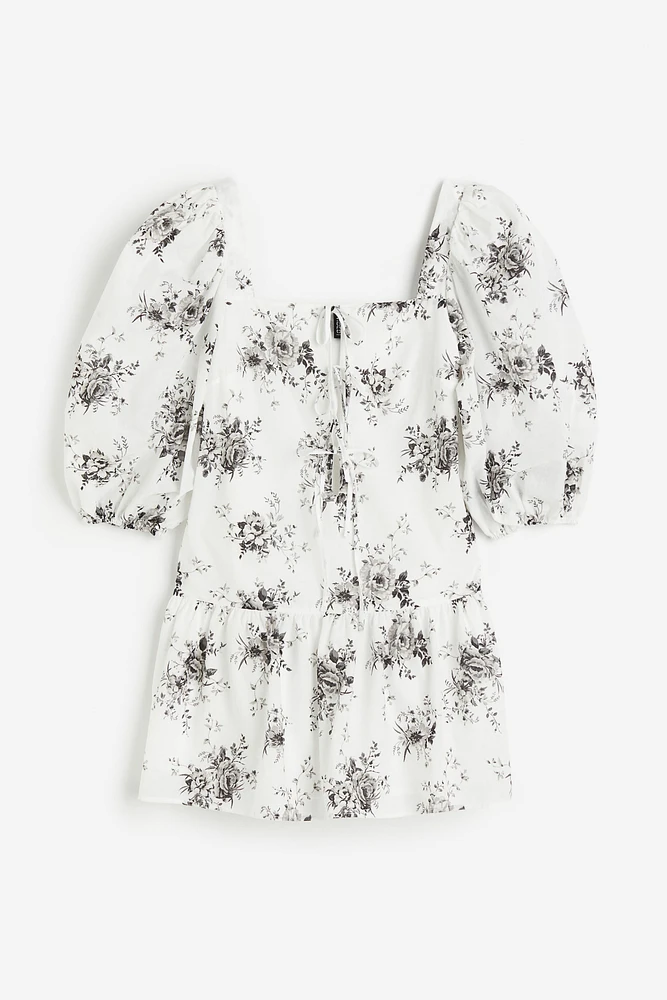 Puff-sleeved Poplin Dress