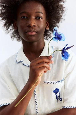 Cotton Resort Shirt with Motif
