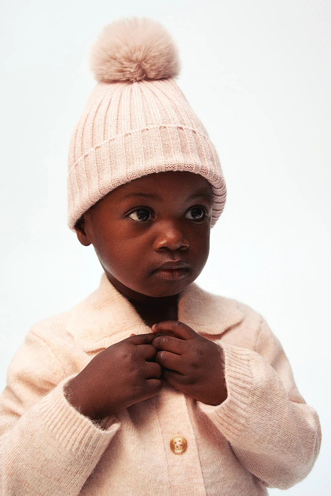 Rib-knit Pompom Hat