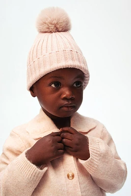 Rib-knit Pompom Hat