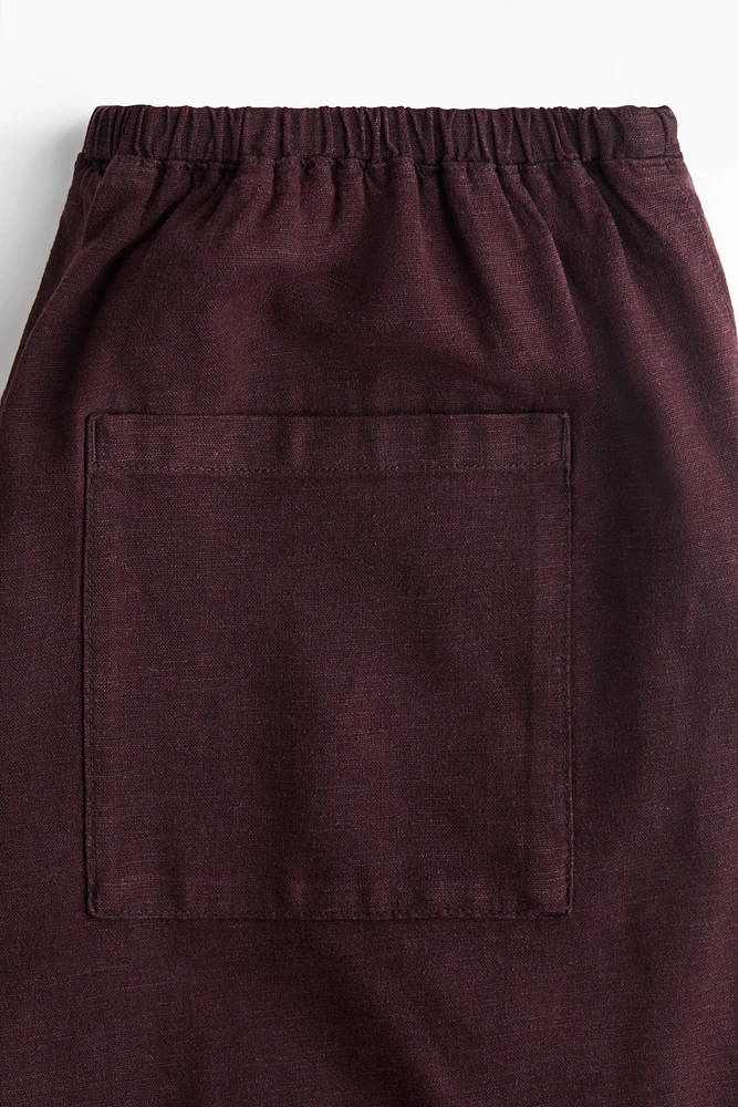 Linen-Blend Drawstring Pants