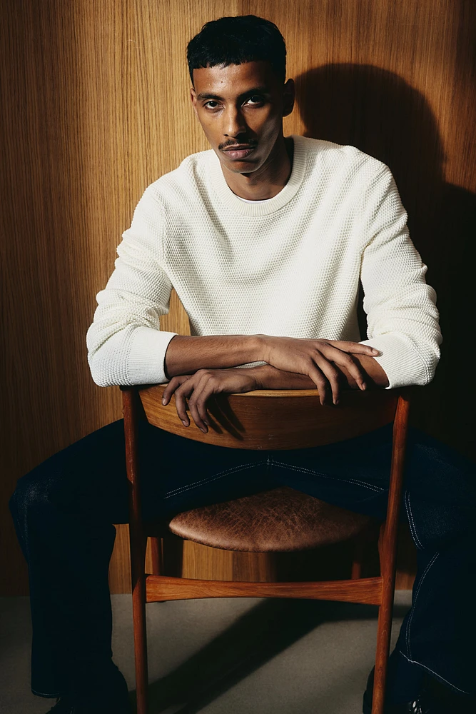 Regular Fit Waffled Sweater