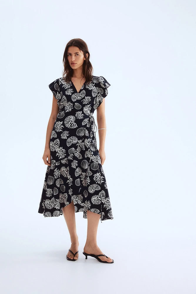 Patterned Wrap-Front Dress