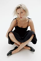 Tie-Shoulder-Strap Smocked Dress